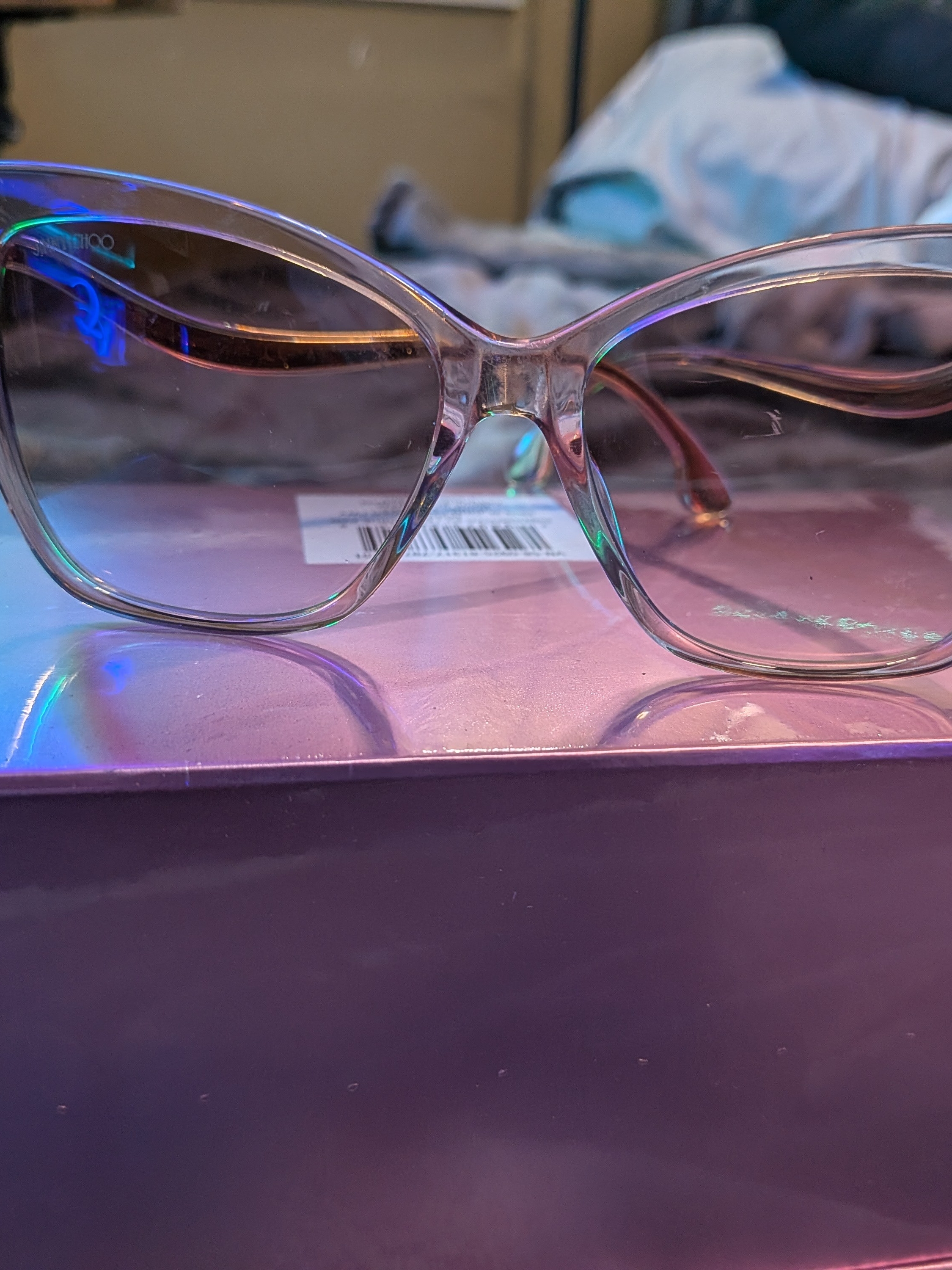 Jimmy Choo Clear Pink Cat-Eye Sunglasses